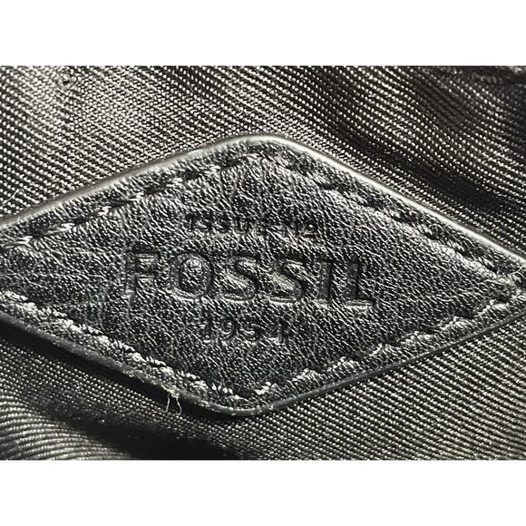 Fossil Carmen Shopper Tote Satchel Brown Black Genuine Leather Suede Key Charm - Picture 7 of 7